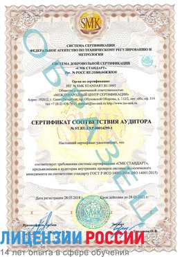 Образец сертификата соответствия аудитора №ST.RU.EXP.00014299-1 Морозовск Сертификат ISO 14001